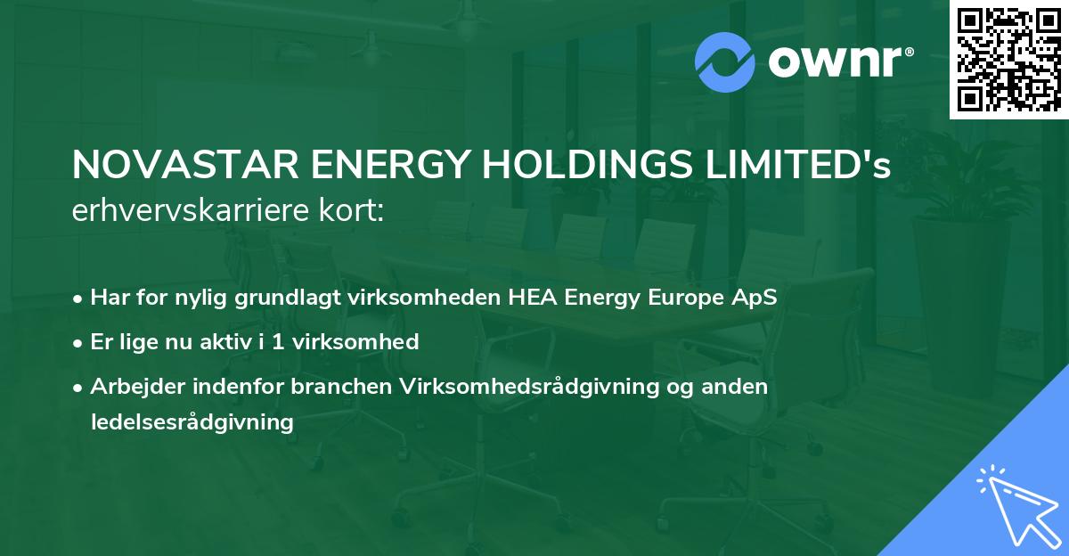 NOVASTAR ENERGY HOLDINGS LIMITED's erhvervskarriere kort