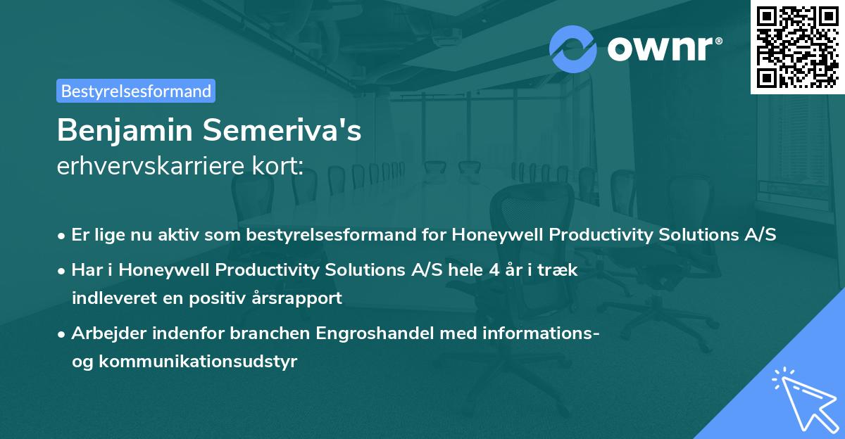 Benjamin Semeriva's erhvervskarriere kort
