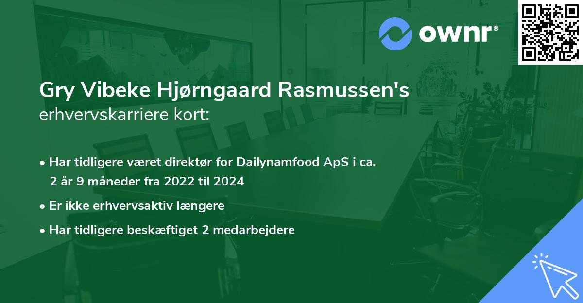 Gry Vibeke Hjørngaard Rasmussen's erhvervskarriere kort
