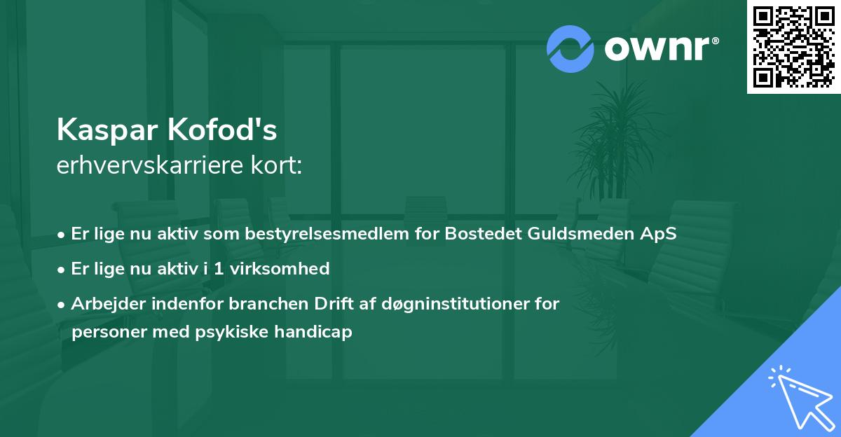 Kaspar Kofod's erhvervskarriere kort