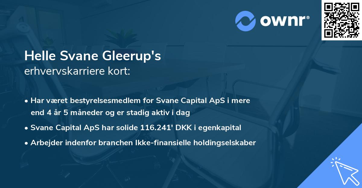 Helle Svane Gleerup's erhvervskarriere kort