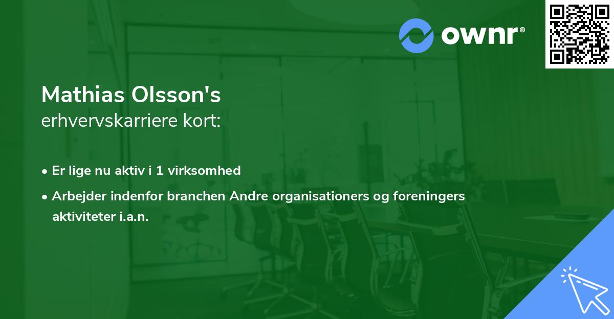Mathias Olsson's erhvervskarriere kort