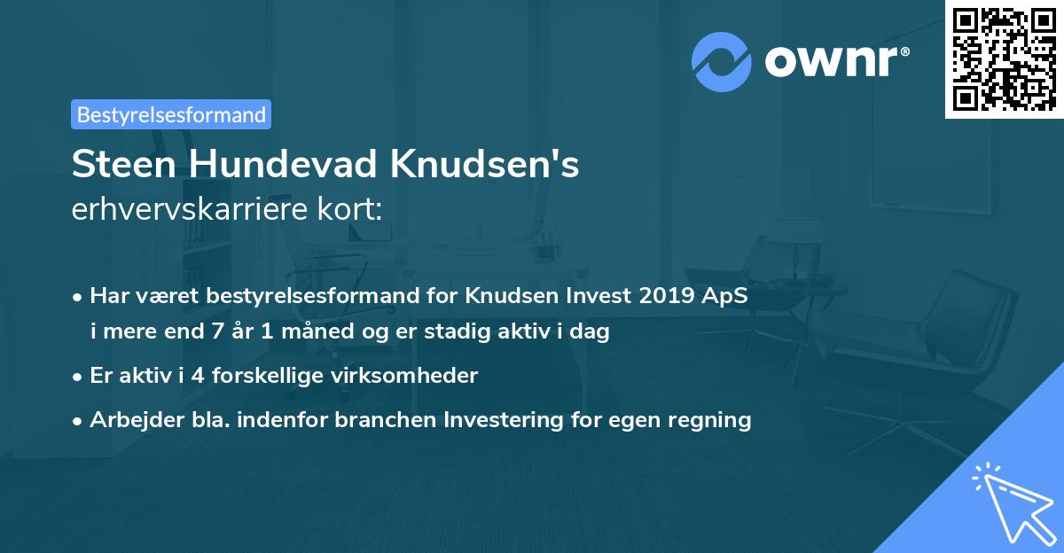 Steen Hundevad Knudsen's erhvervskarriere kort