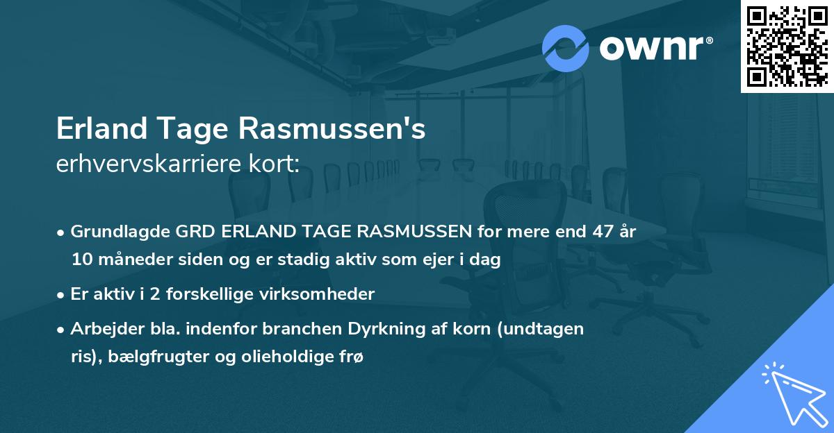 Erland Tage Rasmussen's erhvervskarriere kort