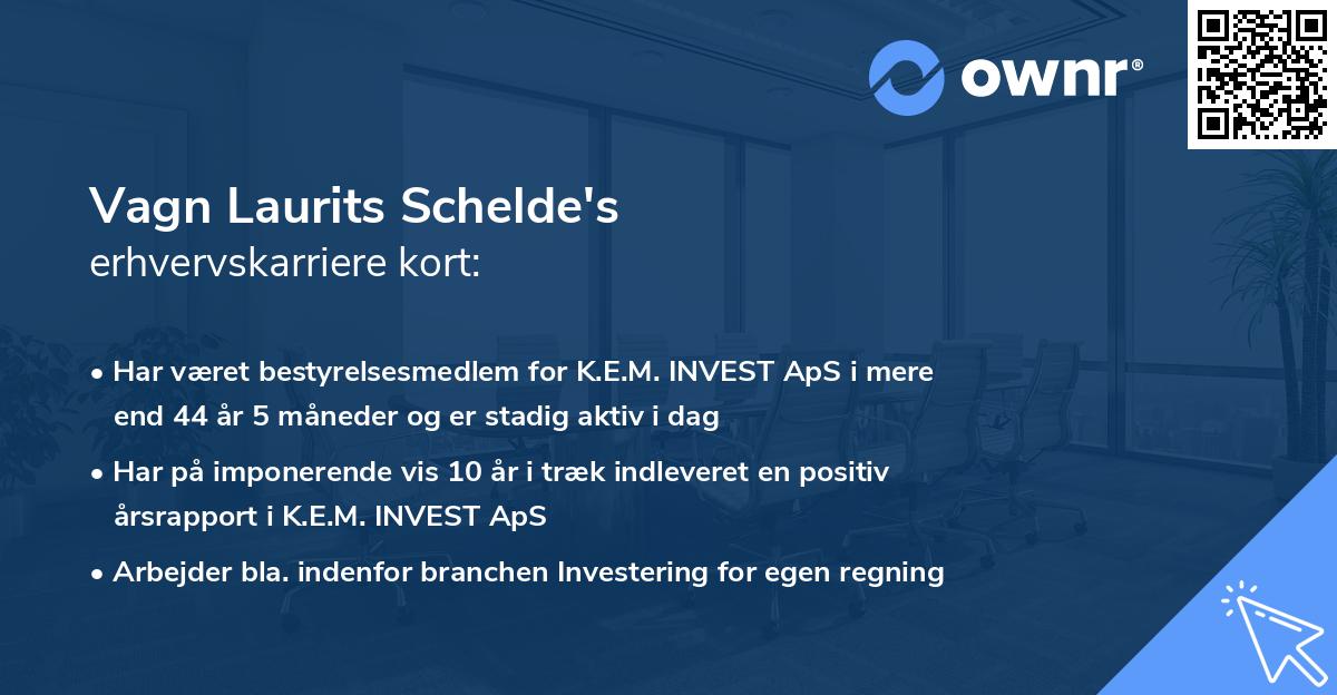 Vagn Laurits Schelde's erhvervskarriere kort