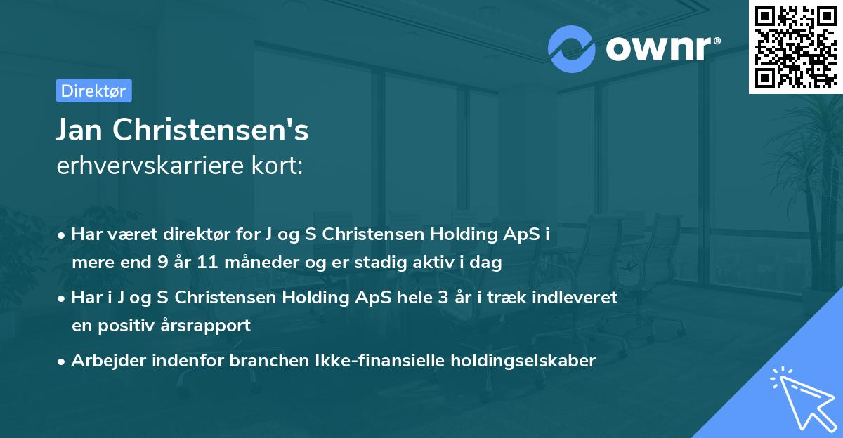 Jan Christensen's erhvervskarriere kort