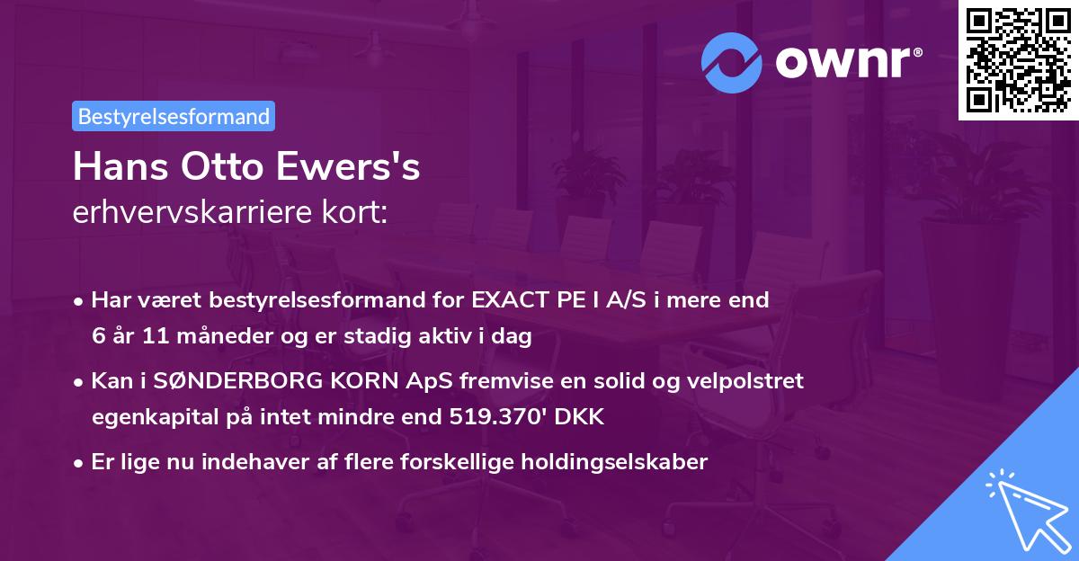 Hans Otto Ewers's erhvervskarriere kort