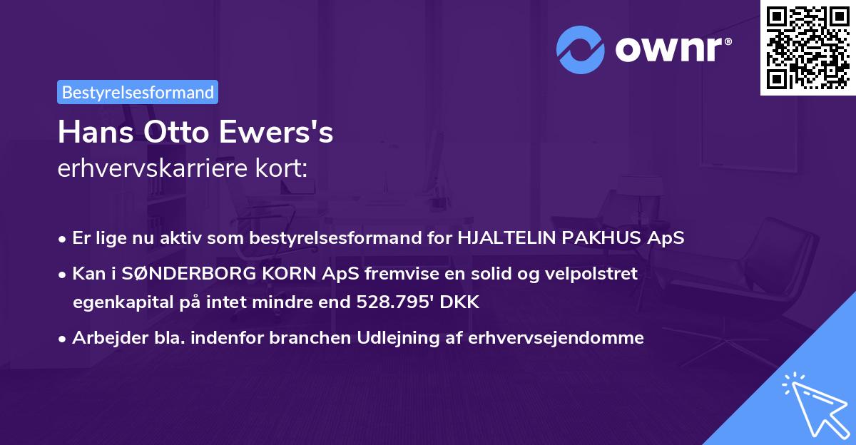 Hans Otto Ewers's erhvervskarriere kort