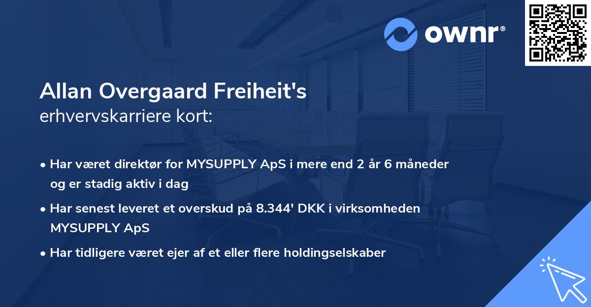 Allan Overgaard Freiheit's erhvervskarriere kort