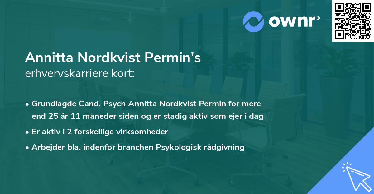 Annitta Nordkvist Permin's erhvervskarriere kort