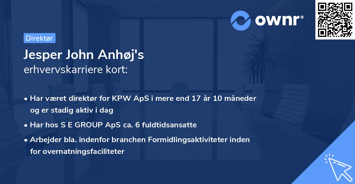 Jesper John Anhøj's erhvervskarriere kort