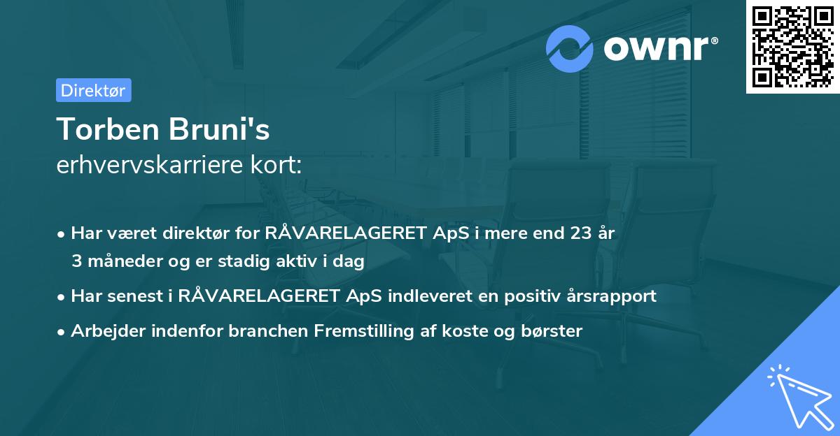Torben Bruni's erhvervskarriere kort