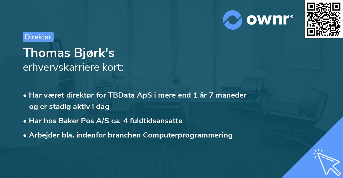 Thomas Bjørk's erhvervskarriere kort