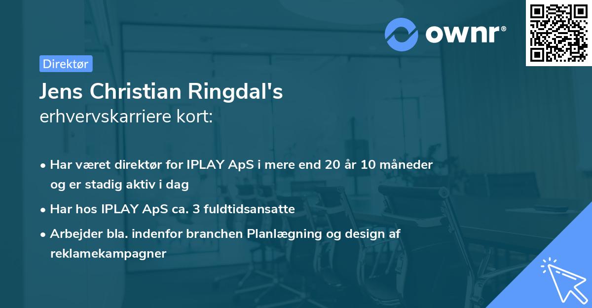 Jens Christian Ringdal's erhvervskarriere kort