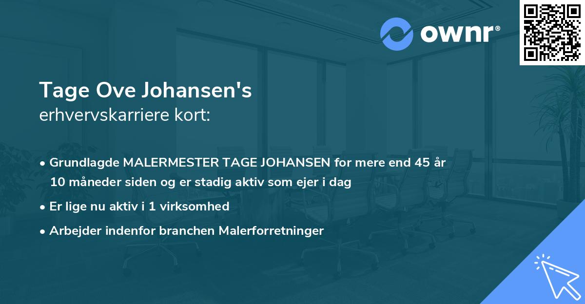 Tage Ove Johansen's erhvervskarriere kort