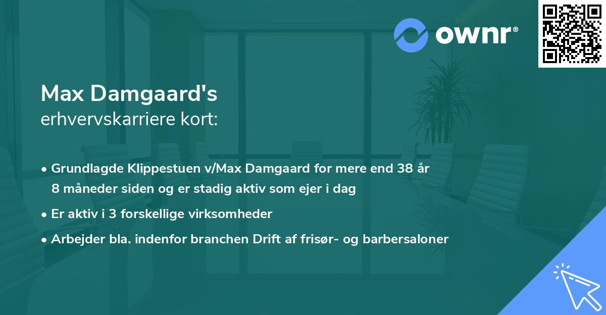 Max Damgaard's erhvervskarriere kort