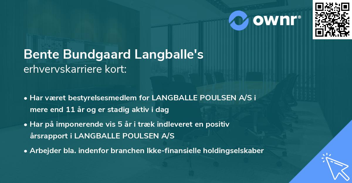 Bente Bundgaard Langballe's erhvervskarriere kort