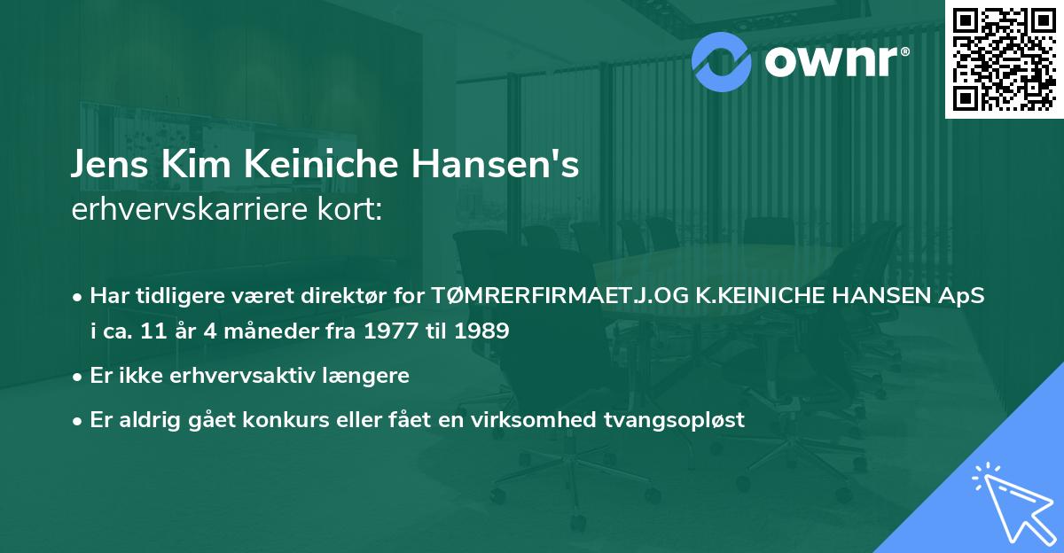 Jens Kim Keiniche Hansen's erhvervskarriere kort