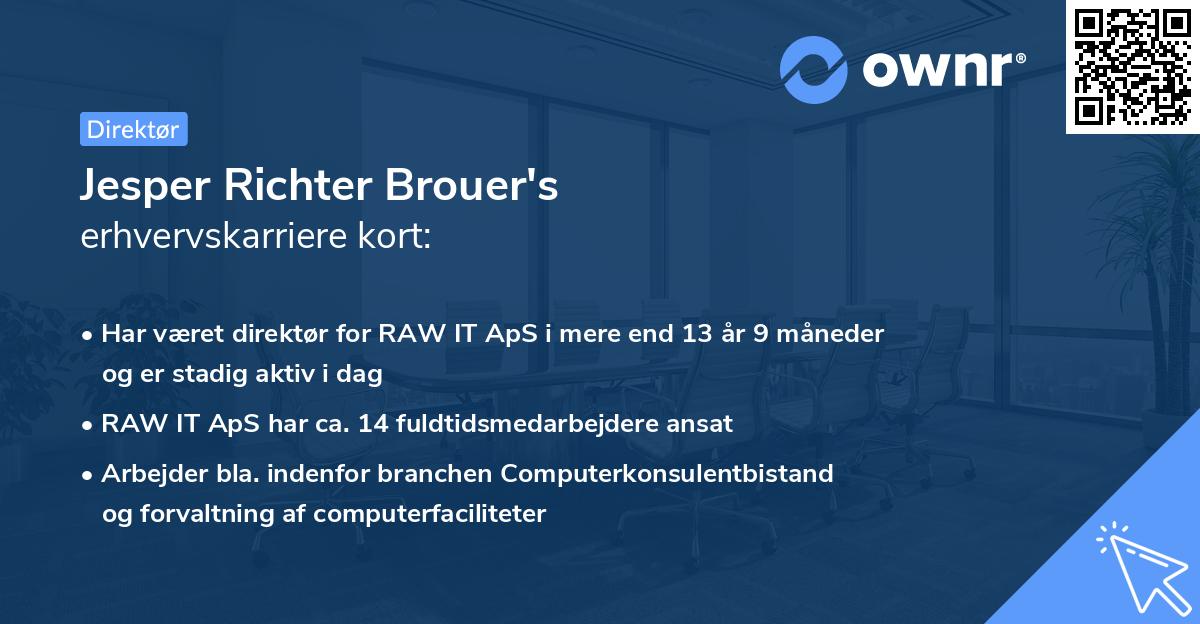 Jesper Richter Brouer's erhvervskarriere kort