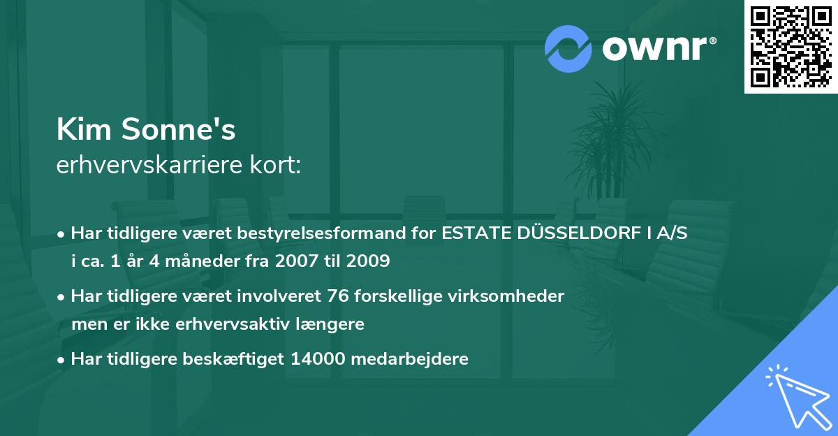 Kim Sonne's erhvervskarriere kort