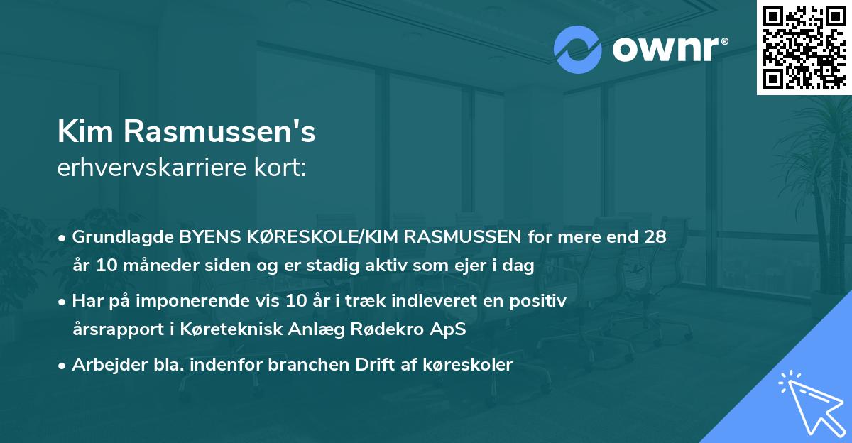Kim Rasmussen's erhvervskarriere kort