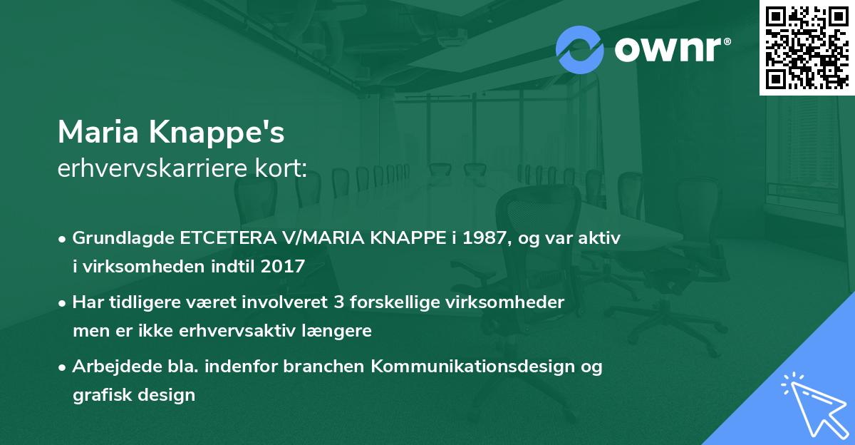 Maria Knappe's erhvervskarriere kort