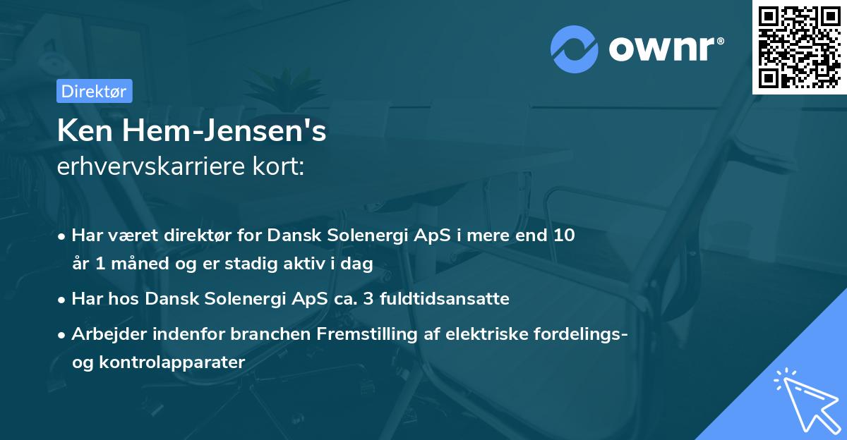 Ken Hem-Jensen's erhvervskarriere kort