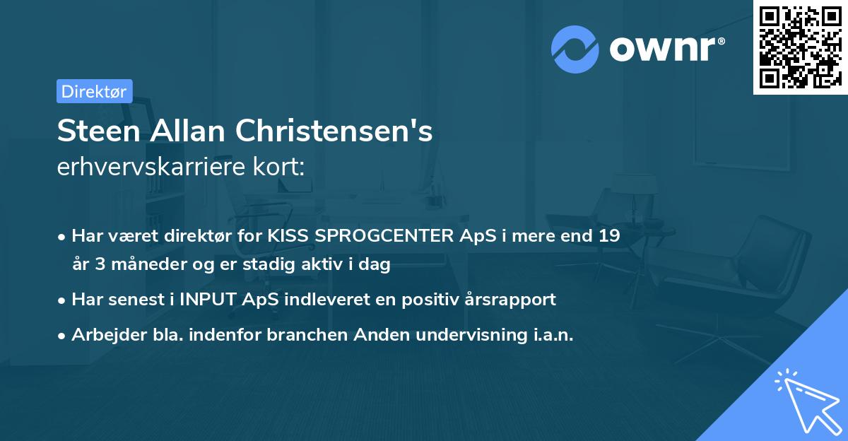 Steen Allan Christensen's erhvervskarriere kort