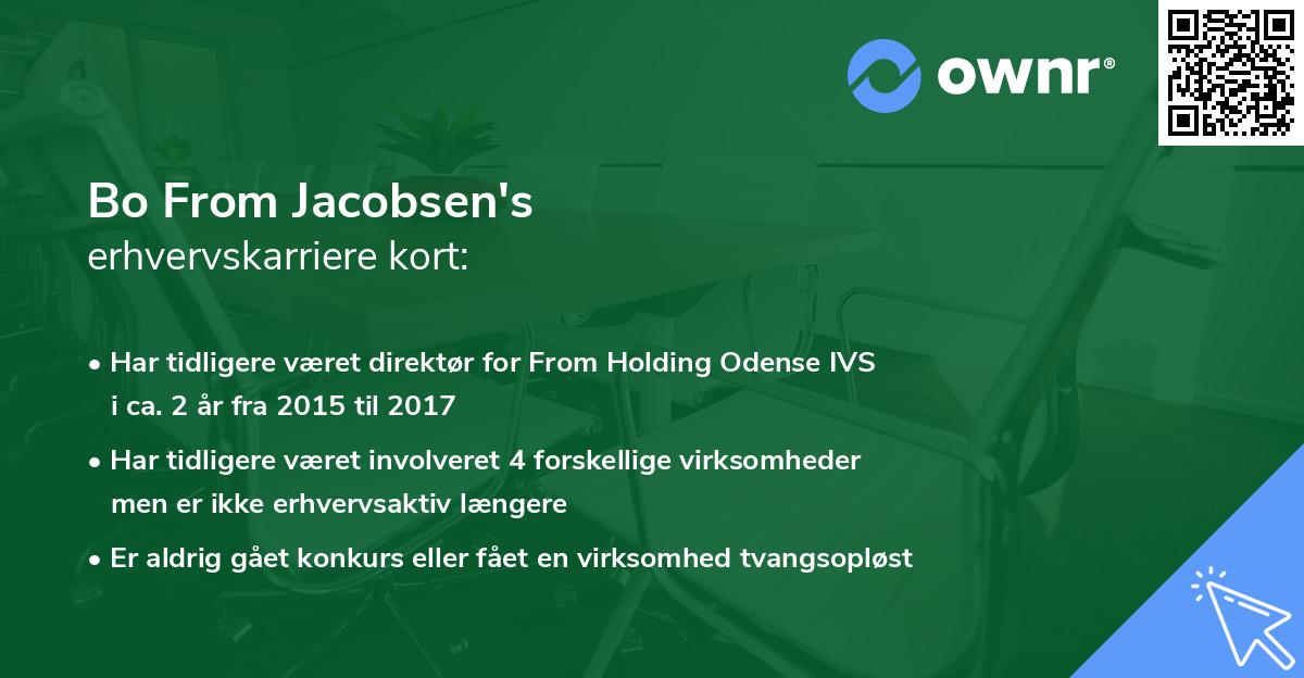 Bo From Jacobsen's erhvervskarriere kort