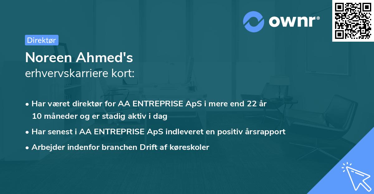 Noreen Ahmed's erhvervskarriere kort