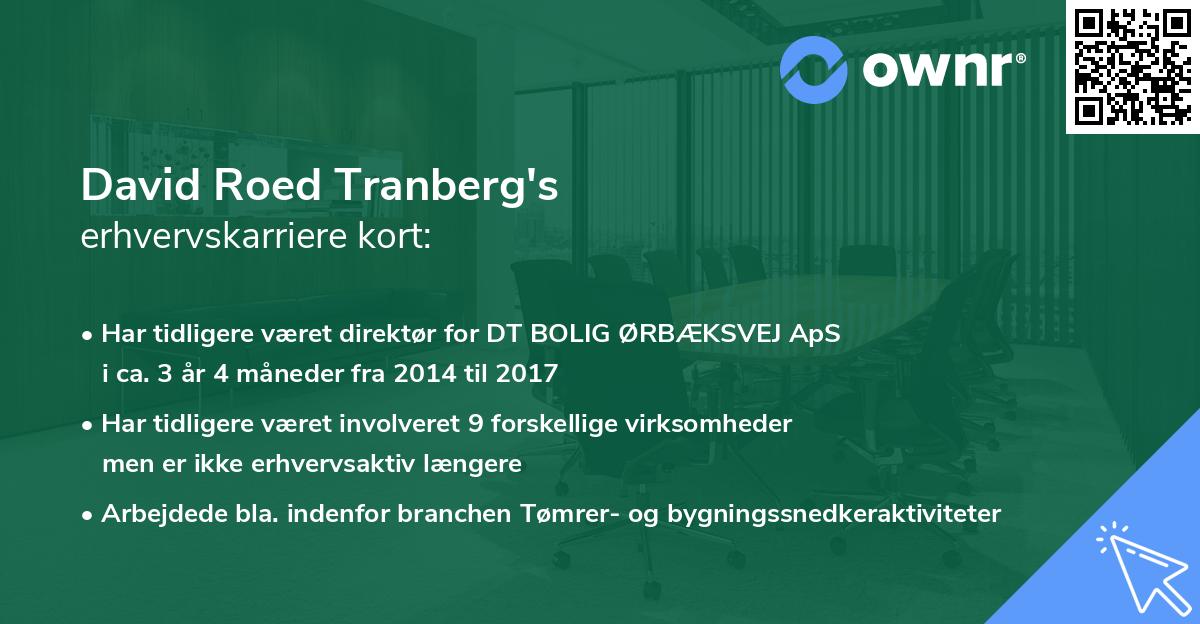 David Roed Tranberg's erhvervskarriere kort
