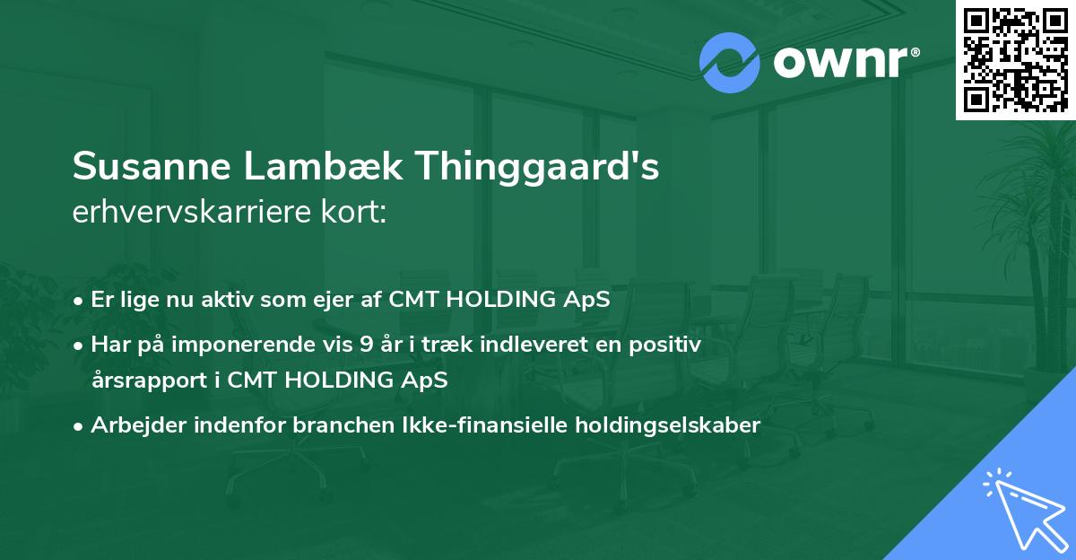 Susanne Lambæk Thinggaard's erhvervskarriere kort