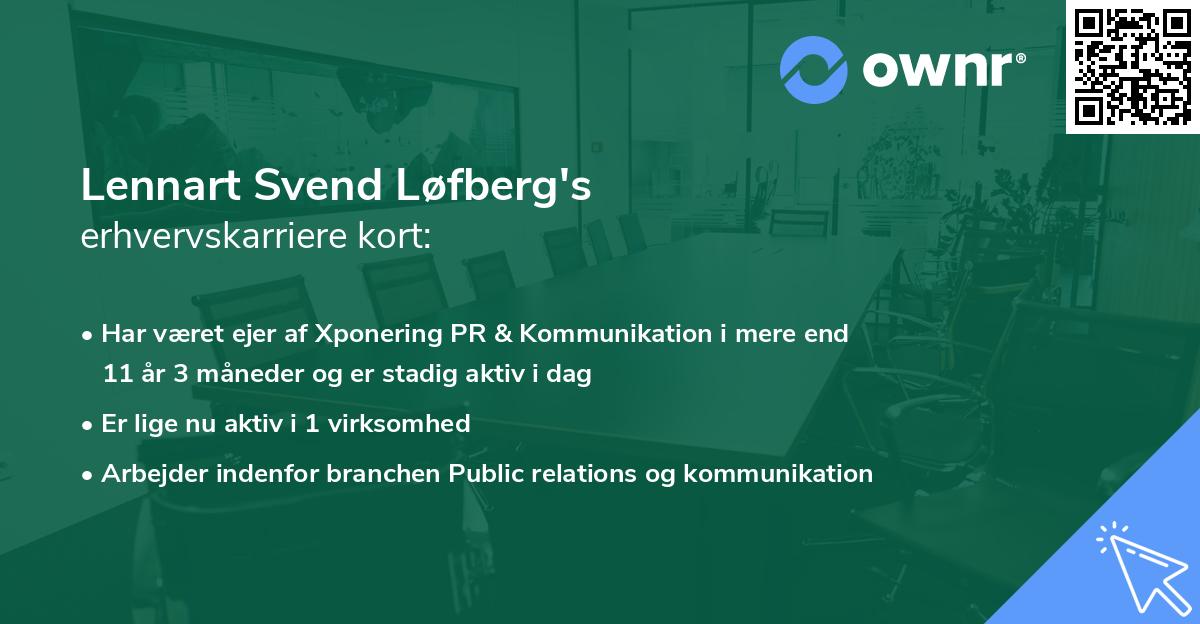 Lennart Svend Løfberg's erhvervskarriere kort