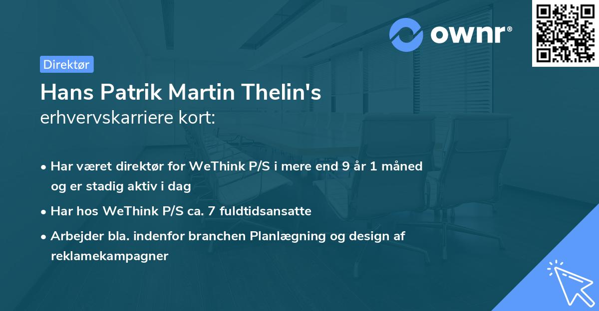 Hans Patrik Martin Thelin's erhvervskarriere kort
