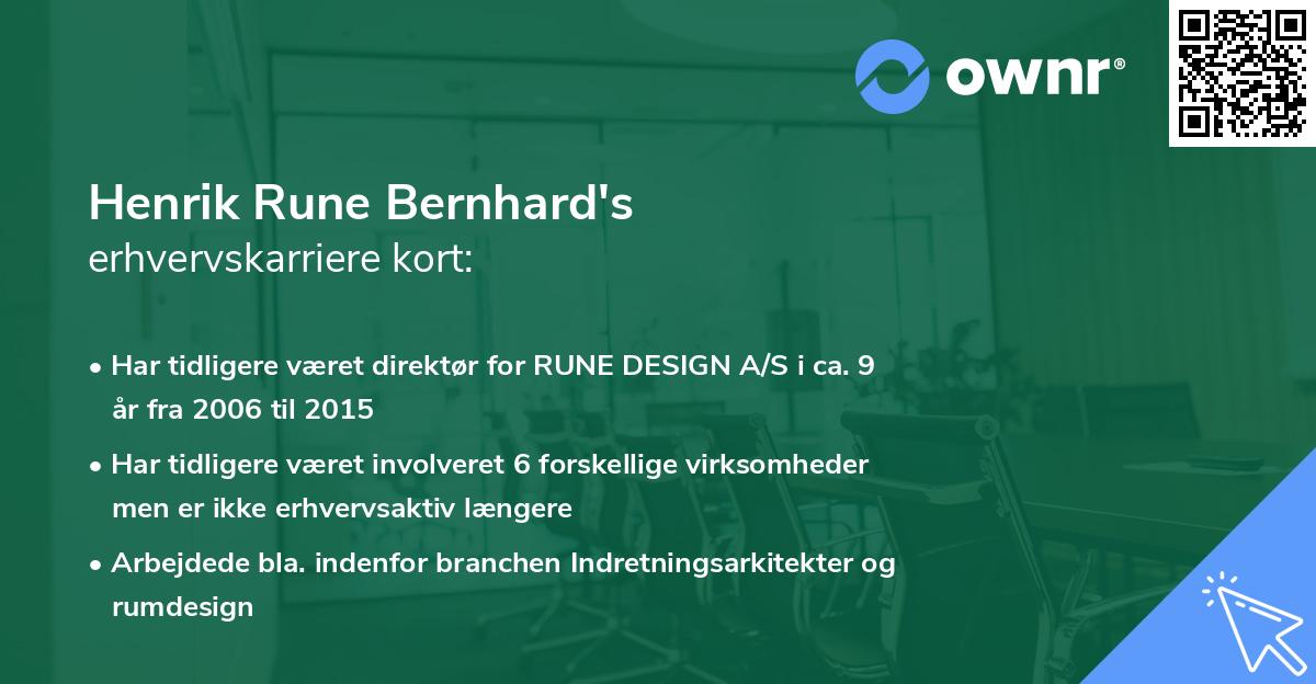 Henrik Rune Bernhard's erhvervskarriere kort