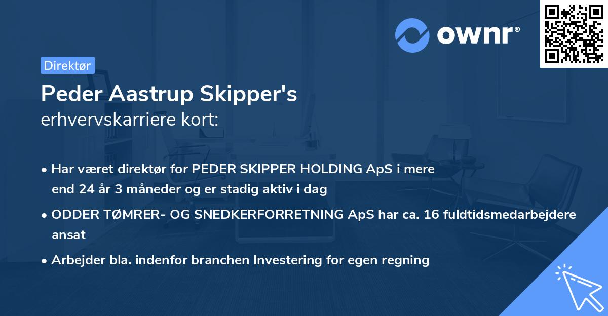 Peder Aastrup Skipper's erhvervskarriere kort