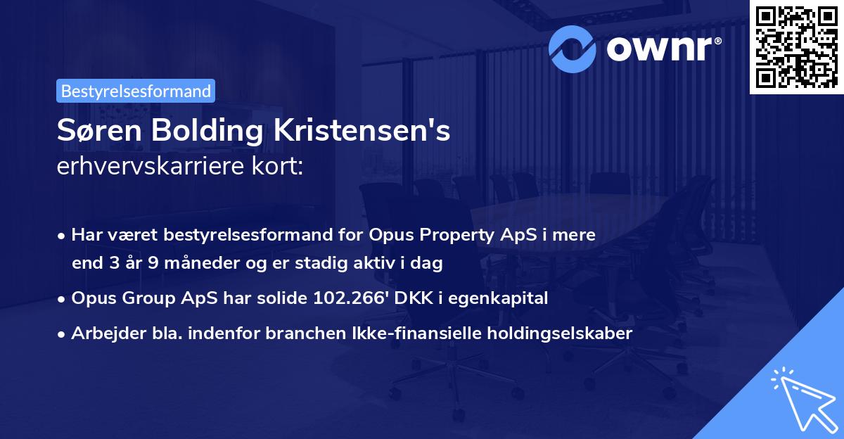 Søren Bolding Kristensen's erhvervskarriere kort
