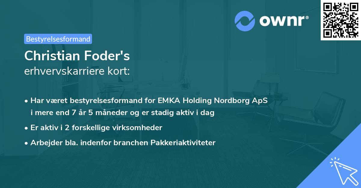 Christian Foder's erhvervskarriere kort