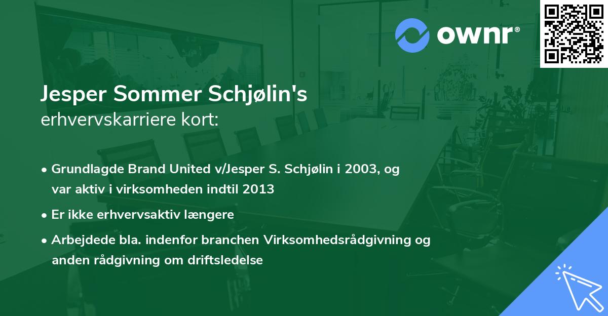 Jesper Sommer Schjølin's erhvervskarriere kort