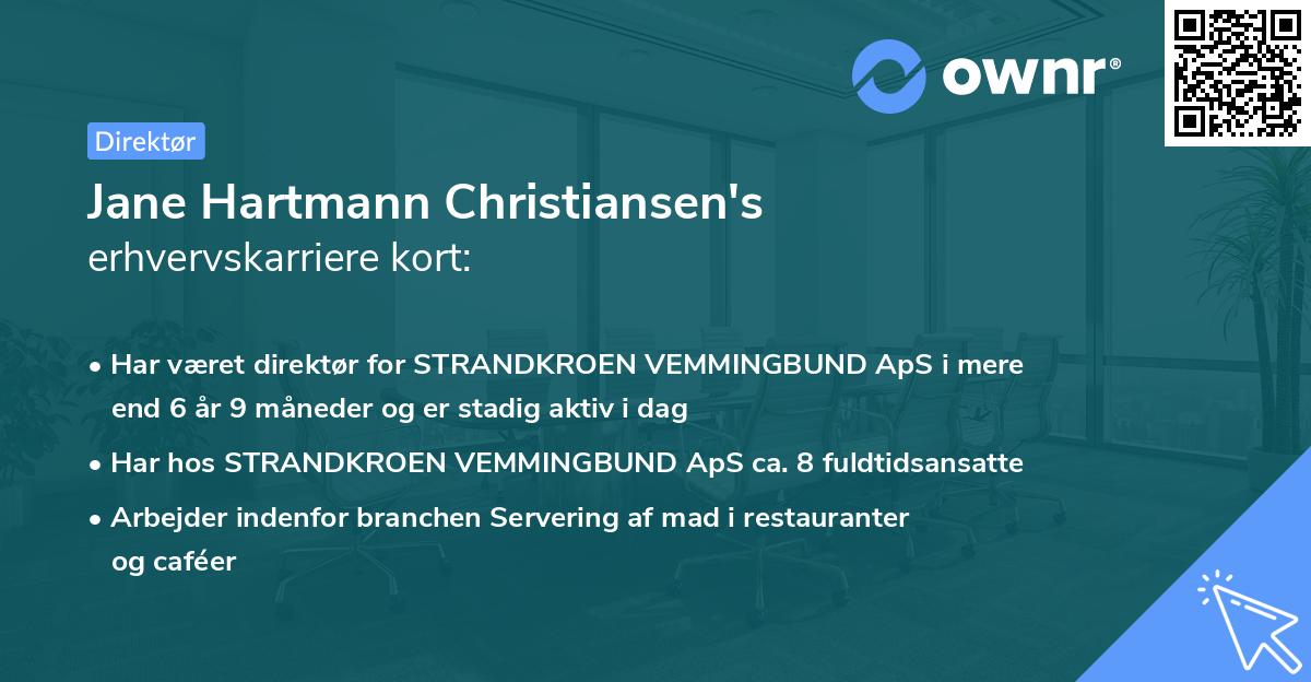 Jane Hartmann Christiansen's erhvervskarriere kort