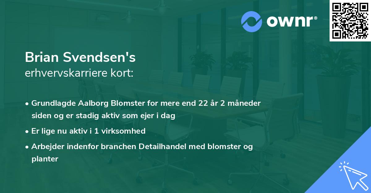 Brian Svendsen's erhvervskarriere kort