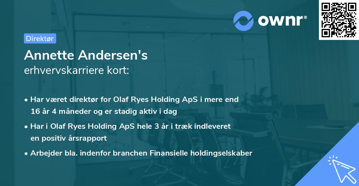 Annette Andersen's erhvervskarriere kort