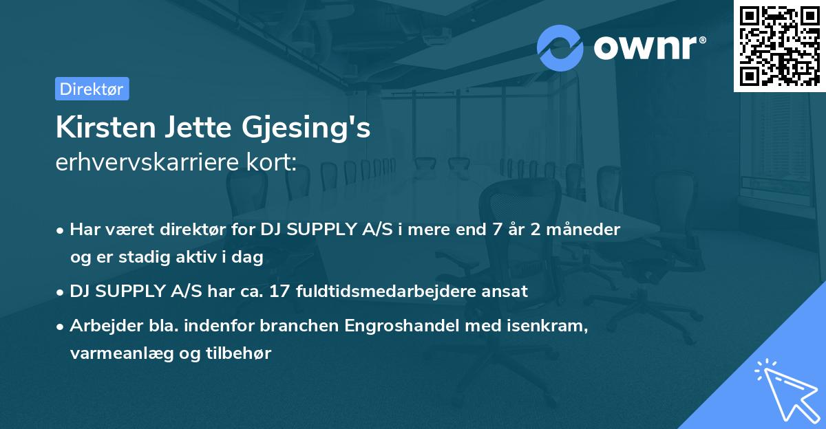 Kirsten Jette Gjesing's erhvervskarriere kort