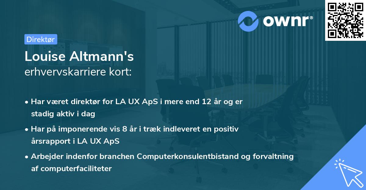 Louise Altmann's erhvervskarriere kort