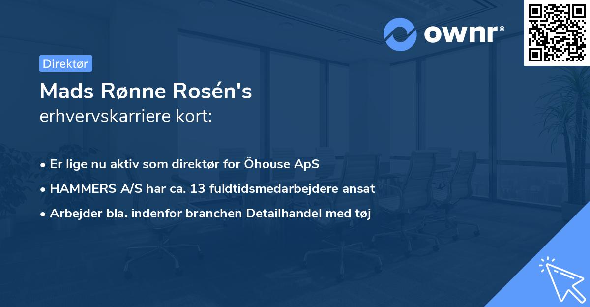 Mads Rønne Rosén's erhvervskarriere kort