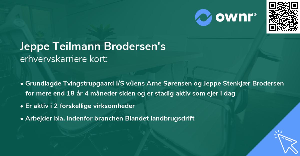 Jeppe Teilmann Brodersen's erhvervskarriere kort