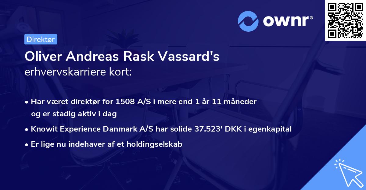 Oliver Andreas Rask Vassard's erhvervskarriere kort