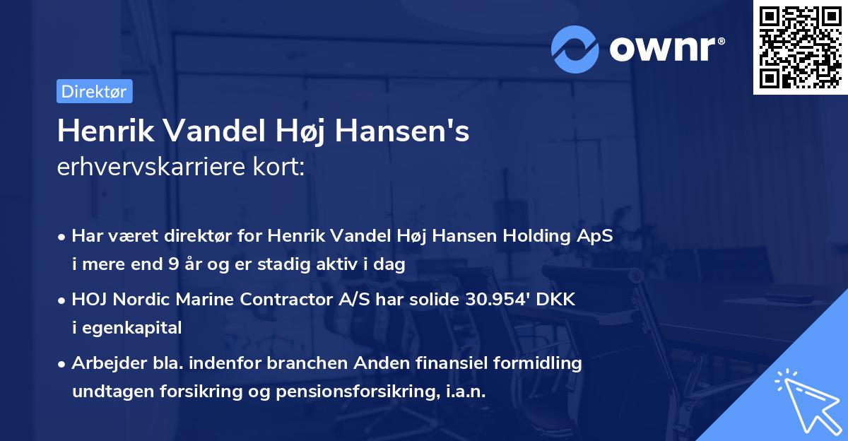 Henrik Vandel Høj Hansen's erhvervskarriere kort