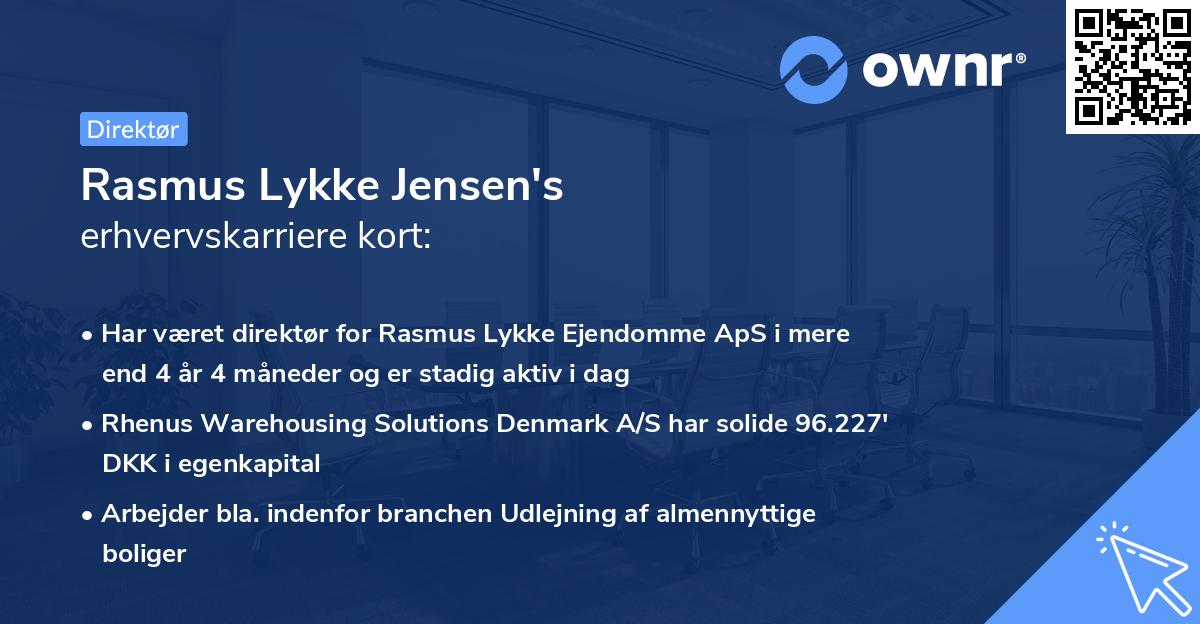 Rasmus Lykke Jensen's erhvervskarriere kort