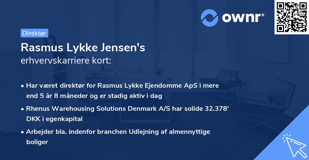 Rasmus Lykke Jensen's erhvervskarriere kort